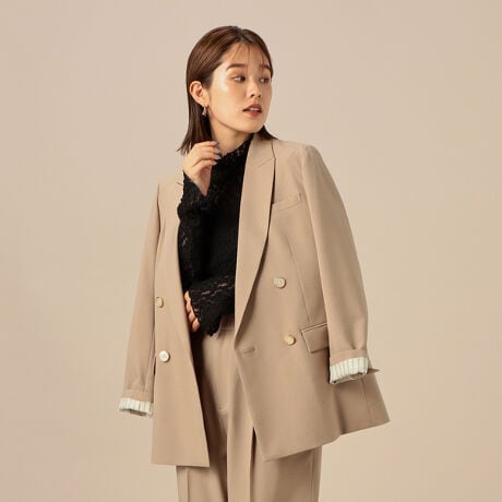 飯豊まりえさん着用＞ウォッシャブルストレッチダブルジャケット 