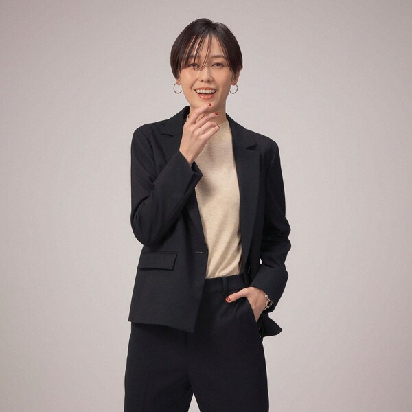 ミラオーウェン ビジネス スーツ セットアップ ストライプ ベージュ