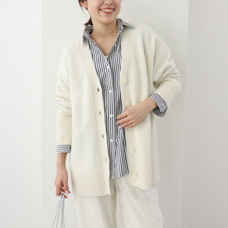 ◇【WEB限定】MUSIC カシミヤブレンド長めVネックカーディガン 