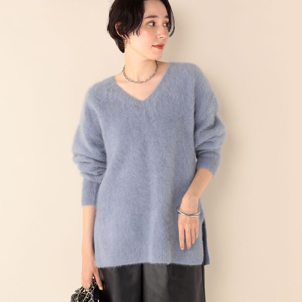 ヘアリーVネックプルオーバーニット