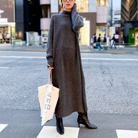 ◇【WEB限定】HAMILTON ハイネックニットワンピース  