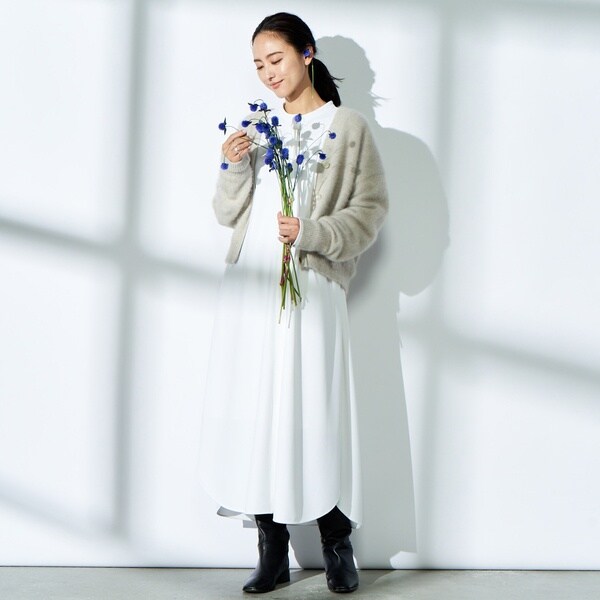 新品♡23区 22AW ウールジョーゼットワンピース　ベルト 40 ネイビー セール】 【洗える】ウールミックスジョーゼット ワンピース （ロング