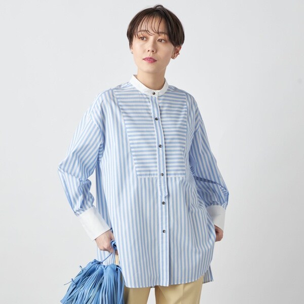 入荷now 安全 ストライプクレリックシャツ | マルイ | ノーリーズ(NOLLEY'S) シャツ+ブラウス(長袖+七分)