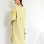 ◇【WEB限定】フクレジャガードギャザースリーブコクーンワンピース 