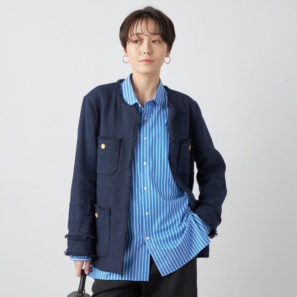 a86 nolleys ノーリーズ　サマージャケット　ノーカラー　グリーン系 a86 nolleys ノーリーズ サマージャケット ノーカラー グリーン