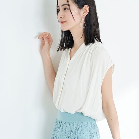 ◇【WEB限定】ECO割繊パール釦ギャザーブラウス | ノーリーズ(NOLLEY