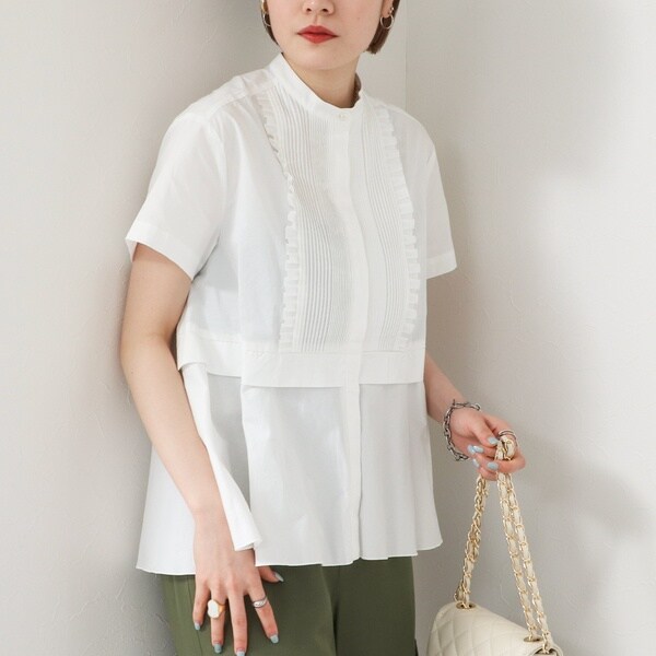 MARILYN MOON/マリリーンムーン】tuck 渡し frill sleeve blouse
