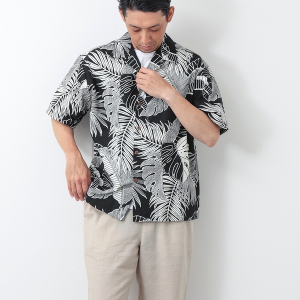 Hilo Hattie/ヒロハッティ】Aloha Shirt Leaf アロハシャツ