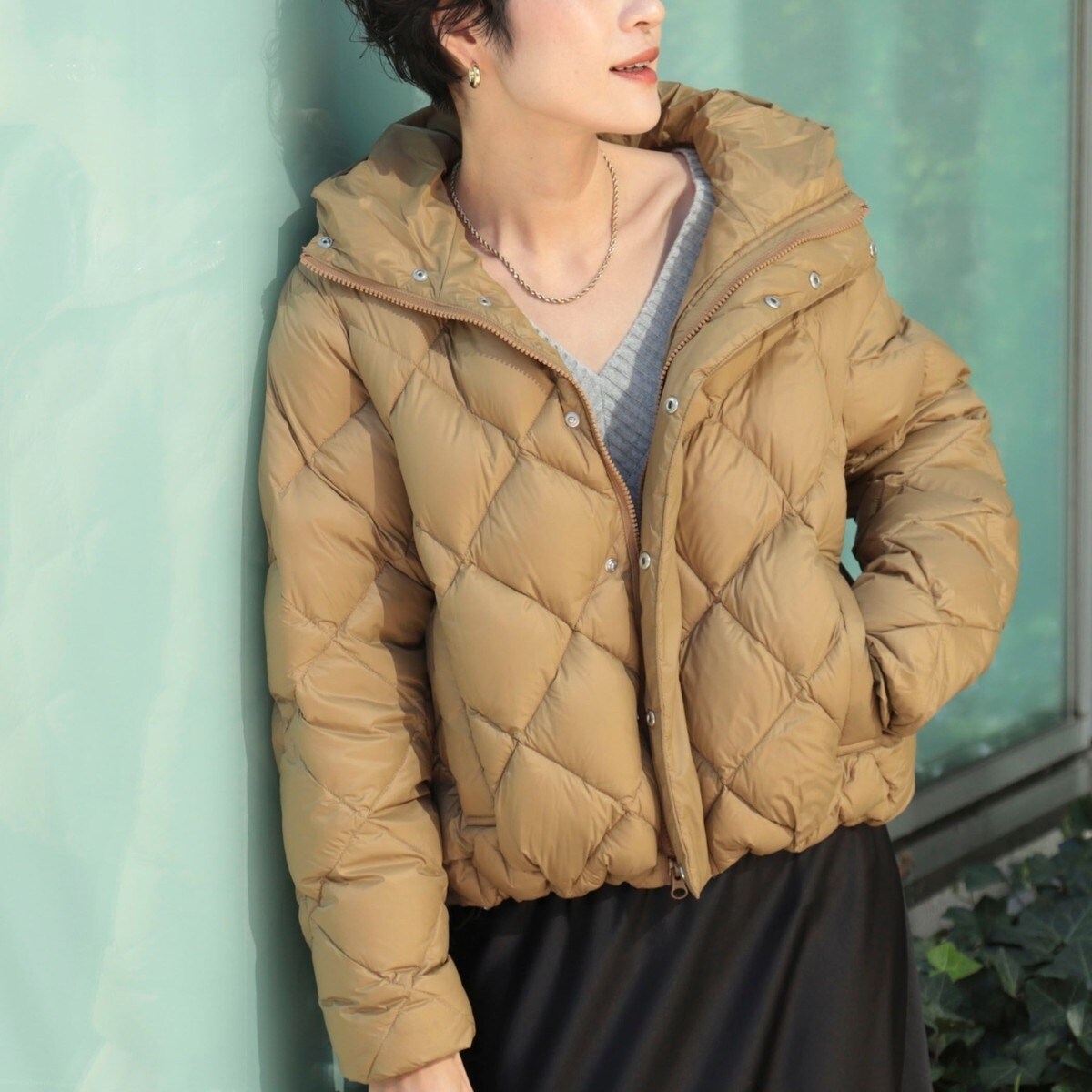 ◇【WEB限定】【TAION/タイオン】別注ダイヤキルトショートダウン(裾