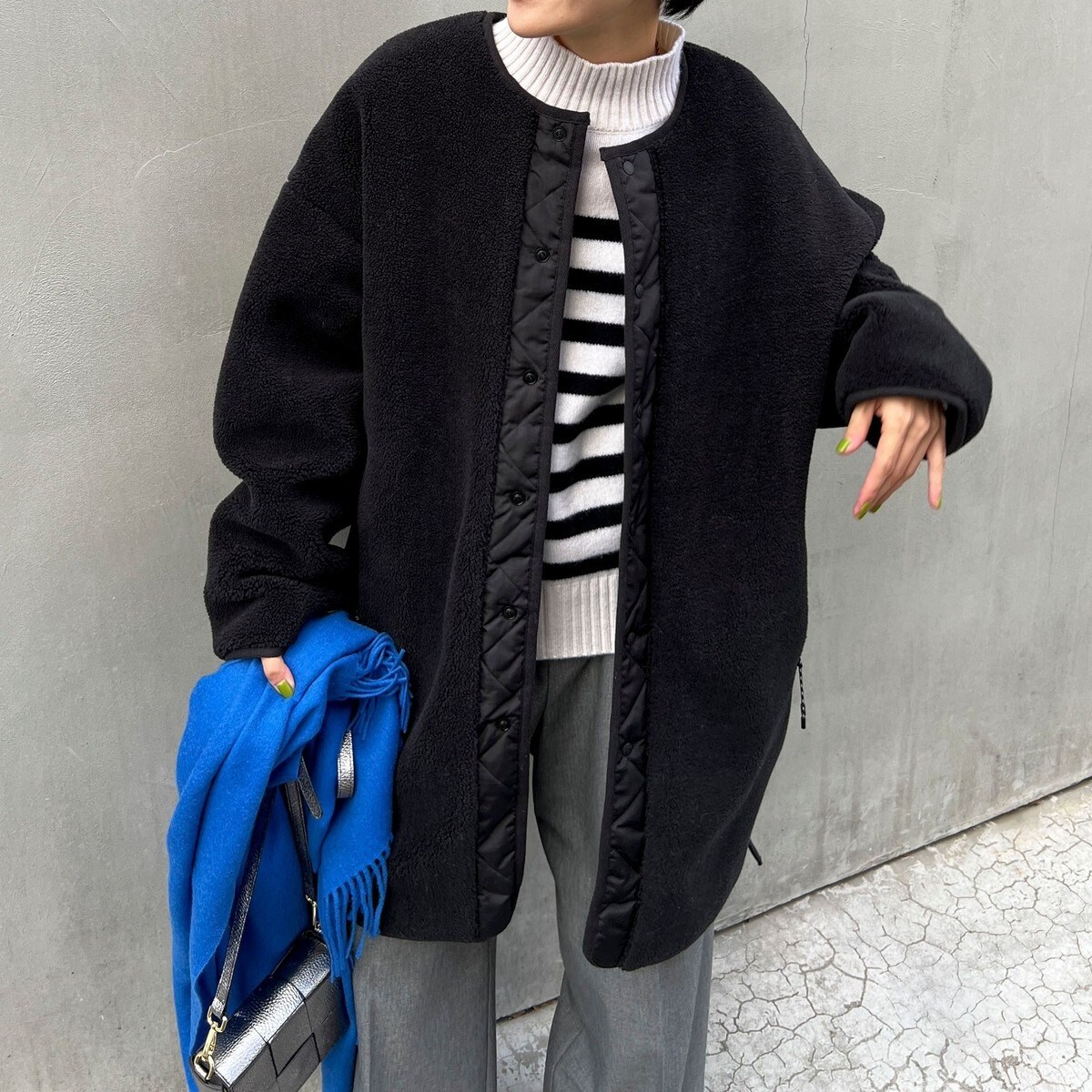 ◇【WEB限定】【TAION/タイオン】ノーカラーボアコート(リバーシブル