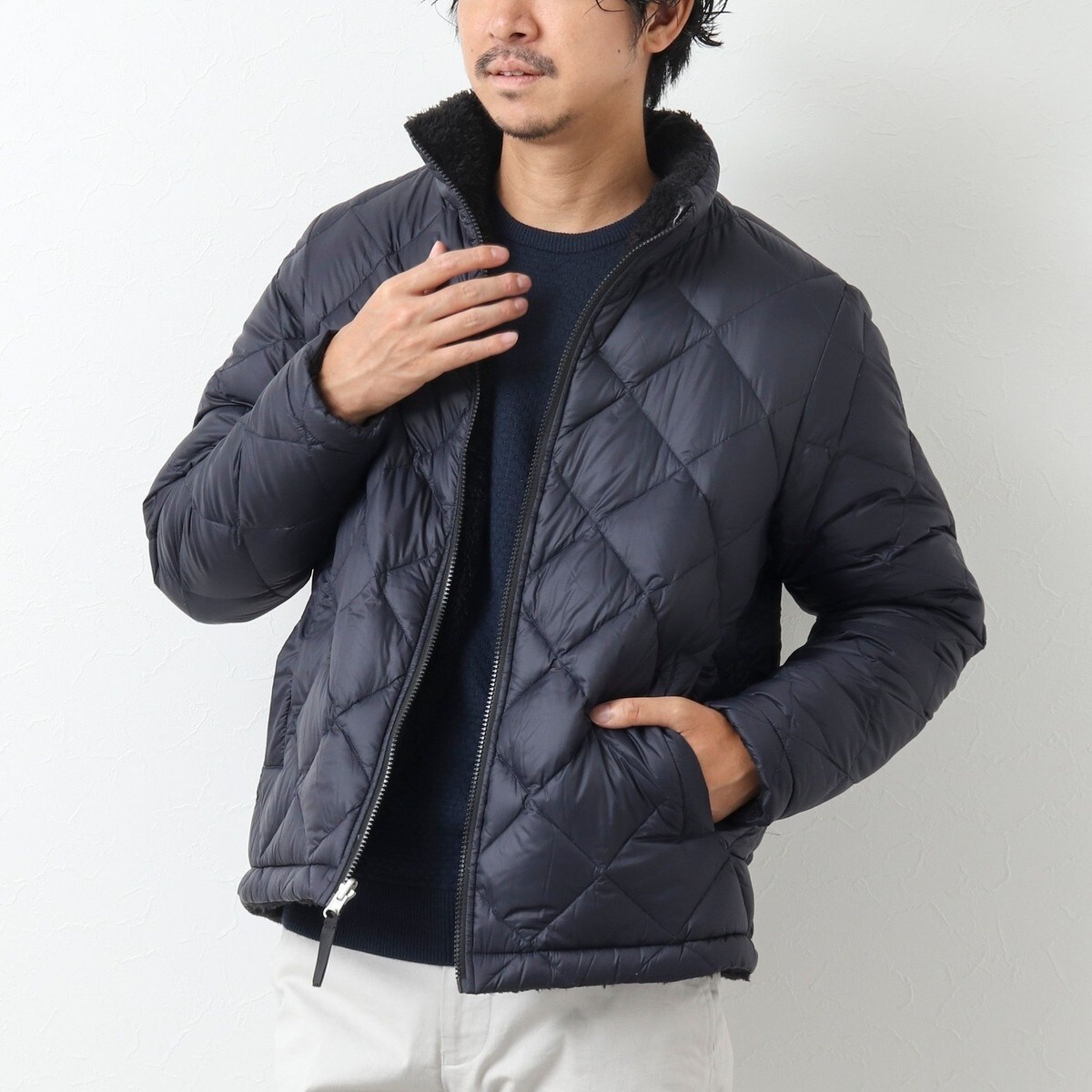 TAION/タイオン】REVERSIBLE CITY HI NECK W-ZIP DOWN BOA
