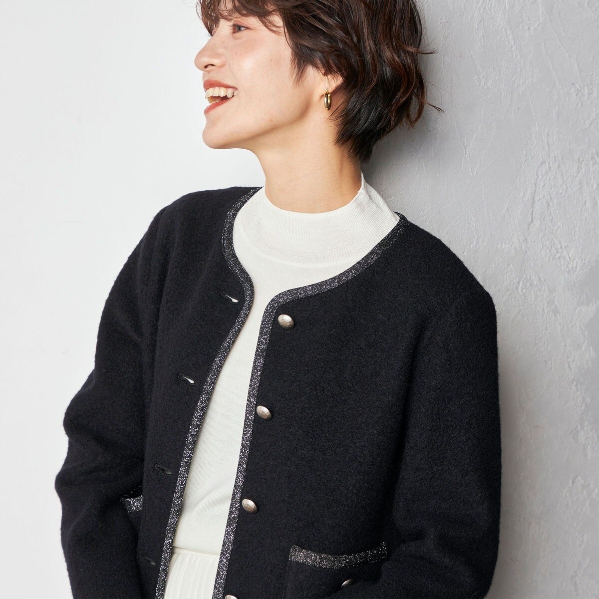 NOLLEY’S Sophi ブークレーカーデジャケット ノーカラージャケット NOLLEY'S Sophi（ノーリーズソフィ）の「ブークレーカーデ