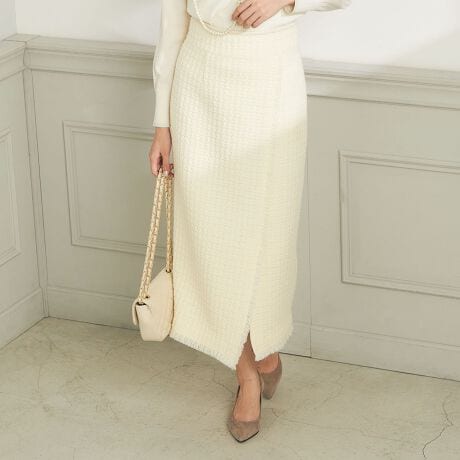 セットアップ対応》ツイードフリンジタイトスカート | ノーリーズ  