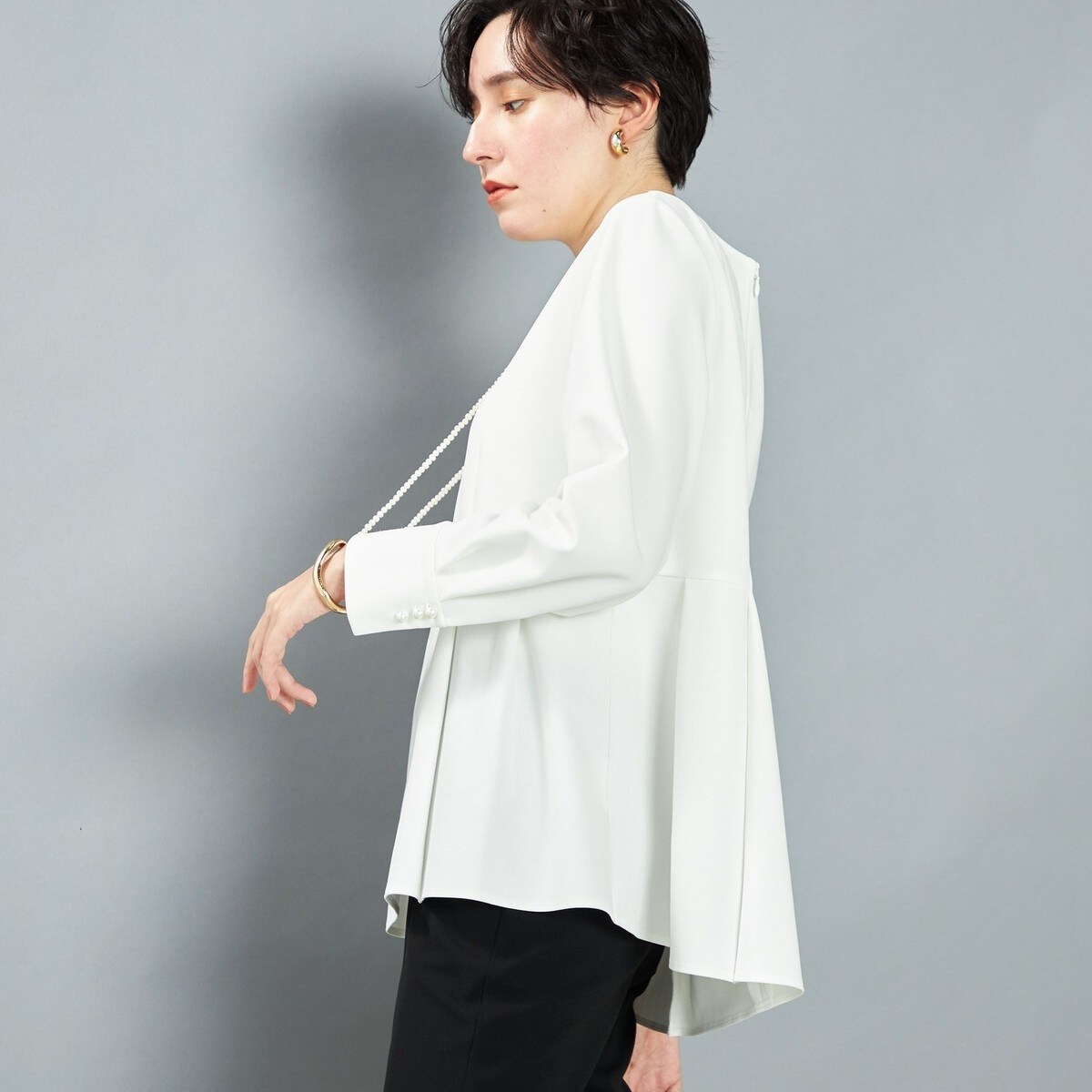 美品　ウォッシャブルカットジョーゼットサイドタックブラウス ウォッシャブルカットジョーゼットサイドタックブラウス | ノーリーズ