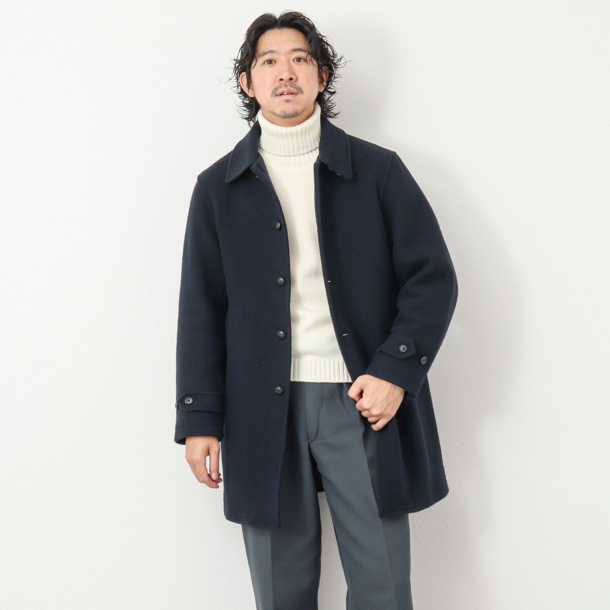 ナノユニバース　ステンカラーコート ネイビー　XL Super100'S ナノユニバース ステンカラーコート ネイビー XL Super100'S 楽天市場