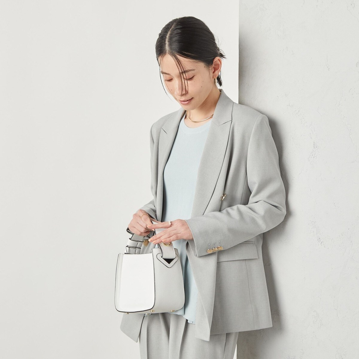 セットアップ対応》ウォッシャブルライトダブルブレストジャケット