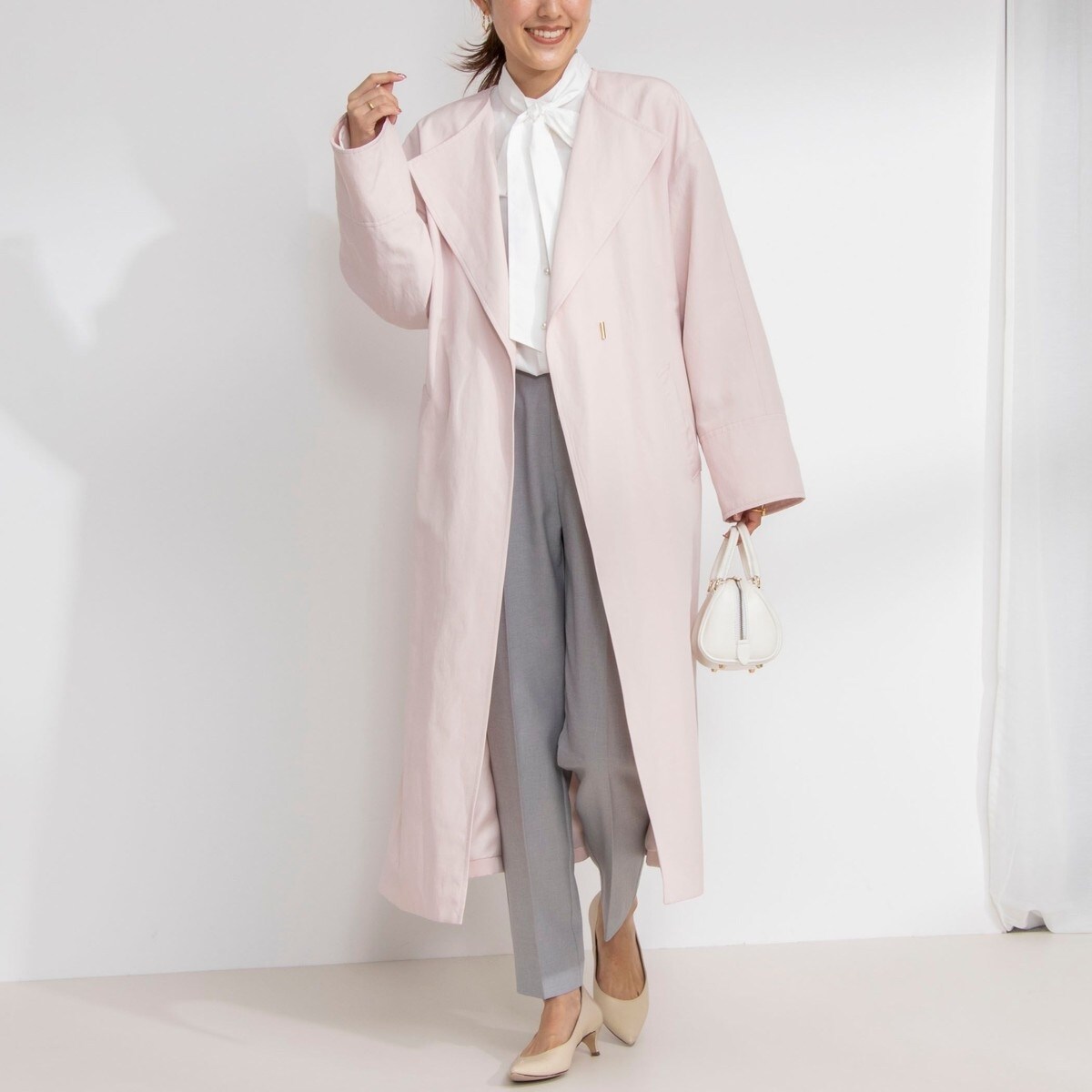 【新品】NOLLEY'S sophi スラブタフタノーカラーベルテッドコート スラブタフタノーカラーベルテッドコート | ノーリーズ(NOLLEY'S