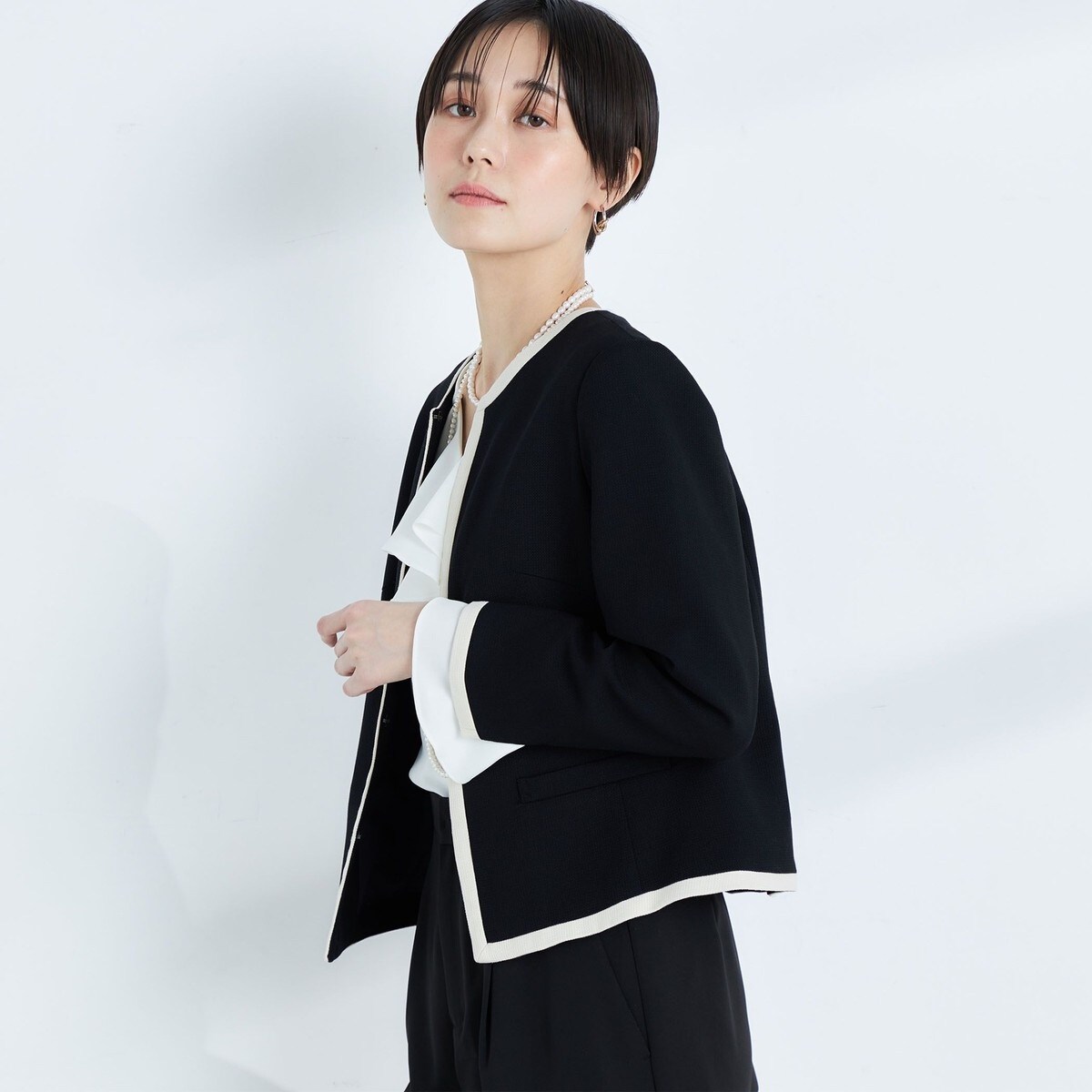 ◇【WEB限定】配色ノーカラージャケット | ノーリーズ(NOLLEY'S