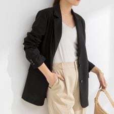 《セットアップ対応》ウォッシャブル麻調合繊シングルオーバージャケット