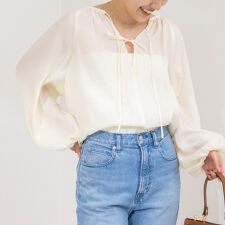 シアー割繊2WAYギャザーブラウス