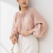 シアー割繊2WAYギャザーブラウス