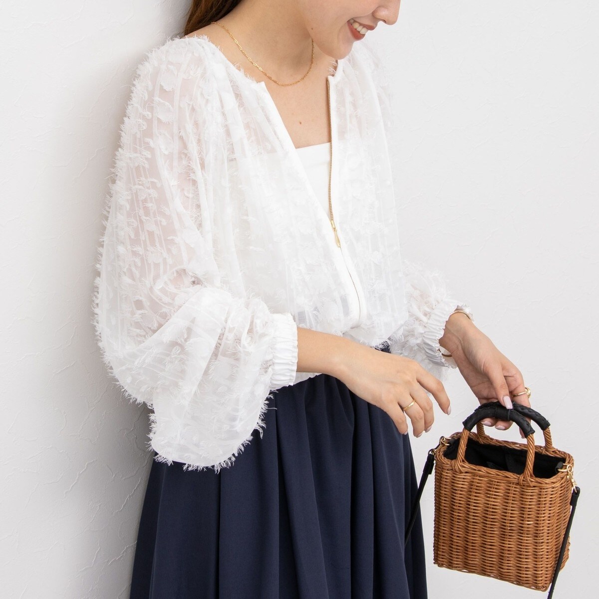 ノーリーズソフィ　シアーカットジャガードブルゾン NOLLEY'S Sophi（ノーリーズソフィ）の「シアーカットジャガード