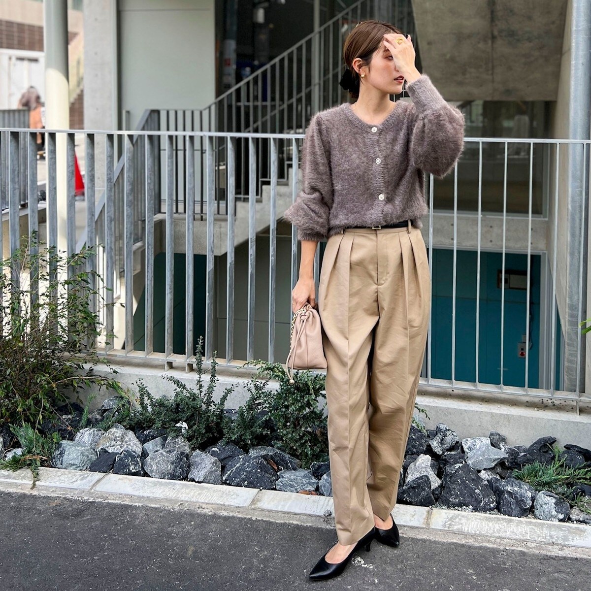 飯豊まりえさん着用＞ウォッシャブルツイルワイドテーパードパンツ