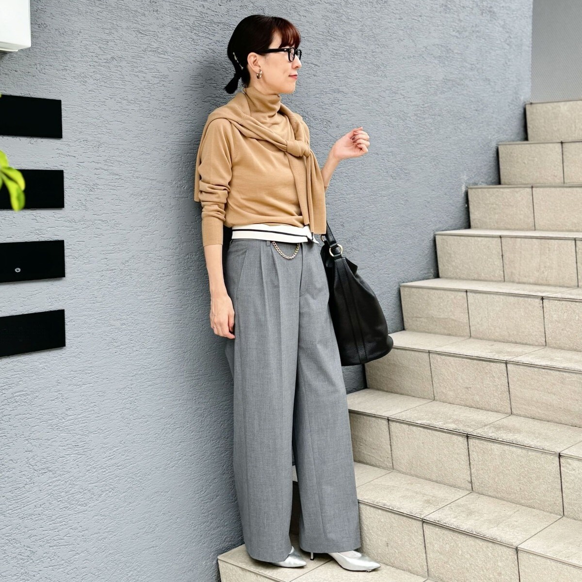 飯豊まりえさん着用＞ウォッシャブルウエスト折り返し2WAYワイドパンツ