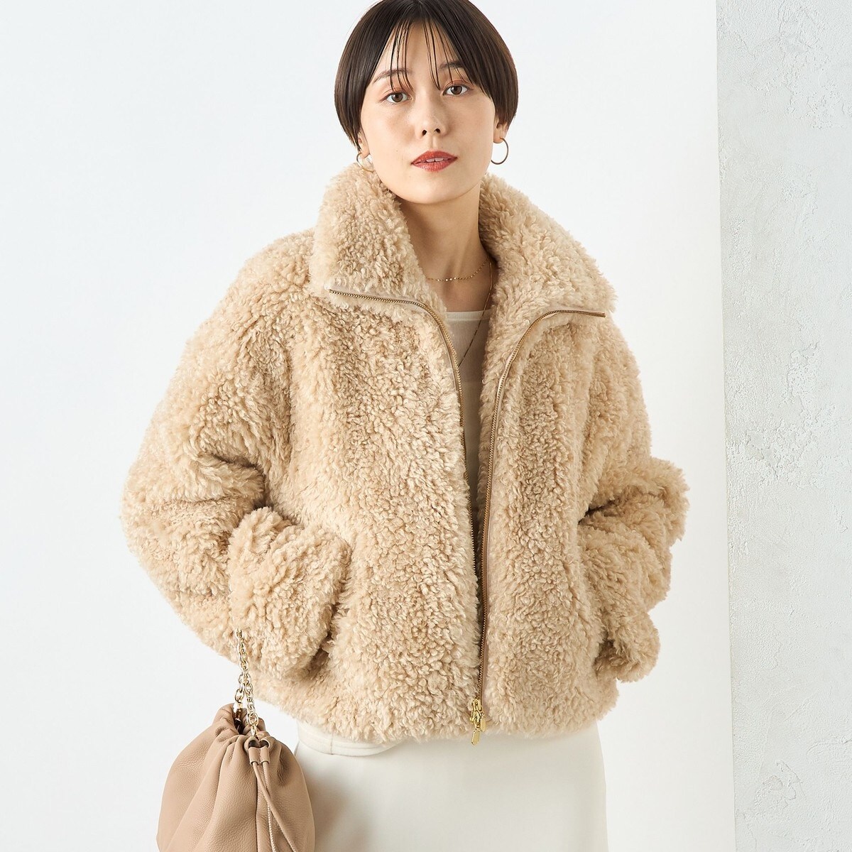 【美品】ノーリーズ　フェイクファー　ショートコート フェイクシープファーショートブルゾン | ノーリーズ(NOLLEY'S