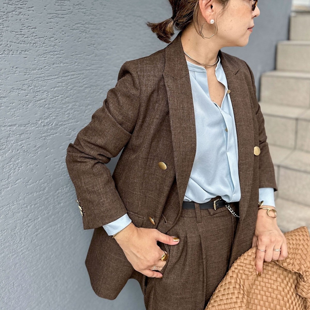 匿名発送　ノーリーズ　テーラードジャケット　ブラウン　ウールライク ☆ノーリーズ☆ウールライクジャケットブラウン36 NOLLEY'S ジャケット