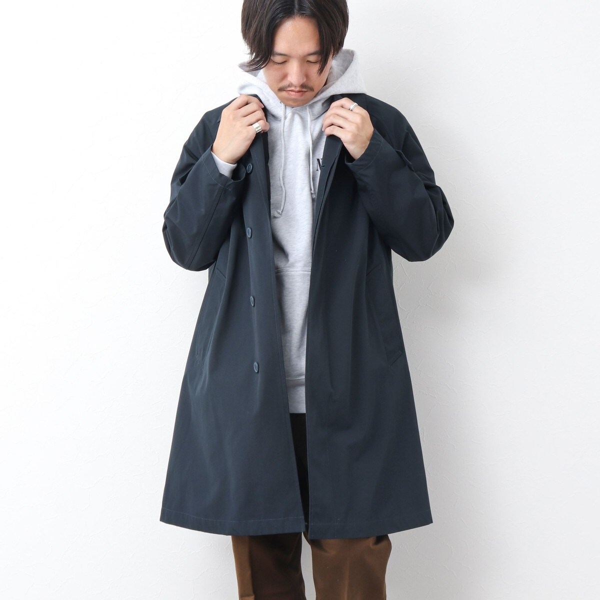 【TAION】別注CR ステンカラーコート(インナーダウン付)グレー L ノーリーズ グッドマン NOLLEY'S goodman 【TAION/タイオン】別注CR