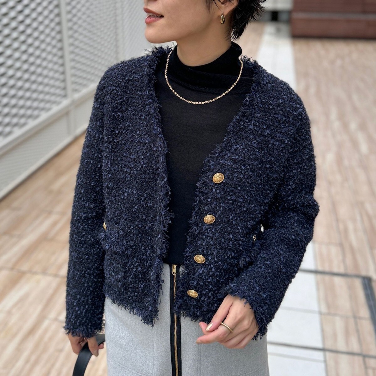 専用です！定価2.5万円ノーリーズのツイードフリンジニットジャケット ツイードフリンジニットジャケット | ノーリーズ(NOLLEY'S) | マルイ