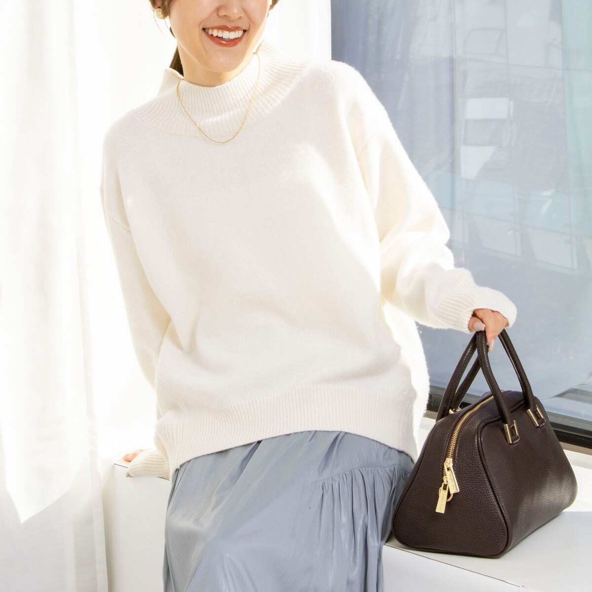 全骨格対応》カシミヤ混MUSICハイネックプルオーバーニット 24AW