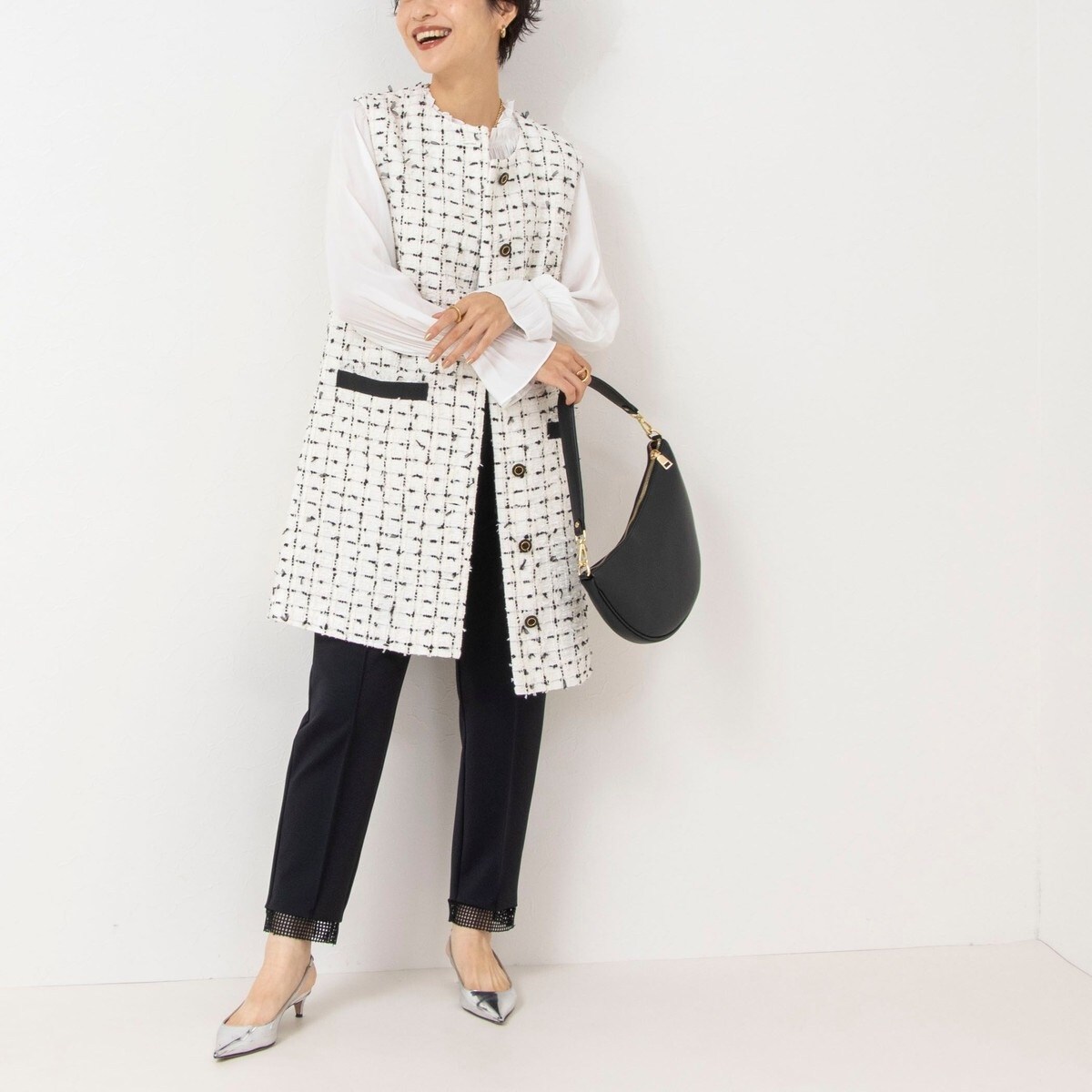 極美品 ノーリーズ×JAL ロング ワンピースツイード ジレ 美シルエット 紺 ツイードジレワンピース | ノーリーズ(NOLLEY'S) | マルイウェブチャネル