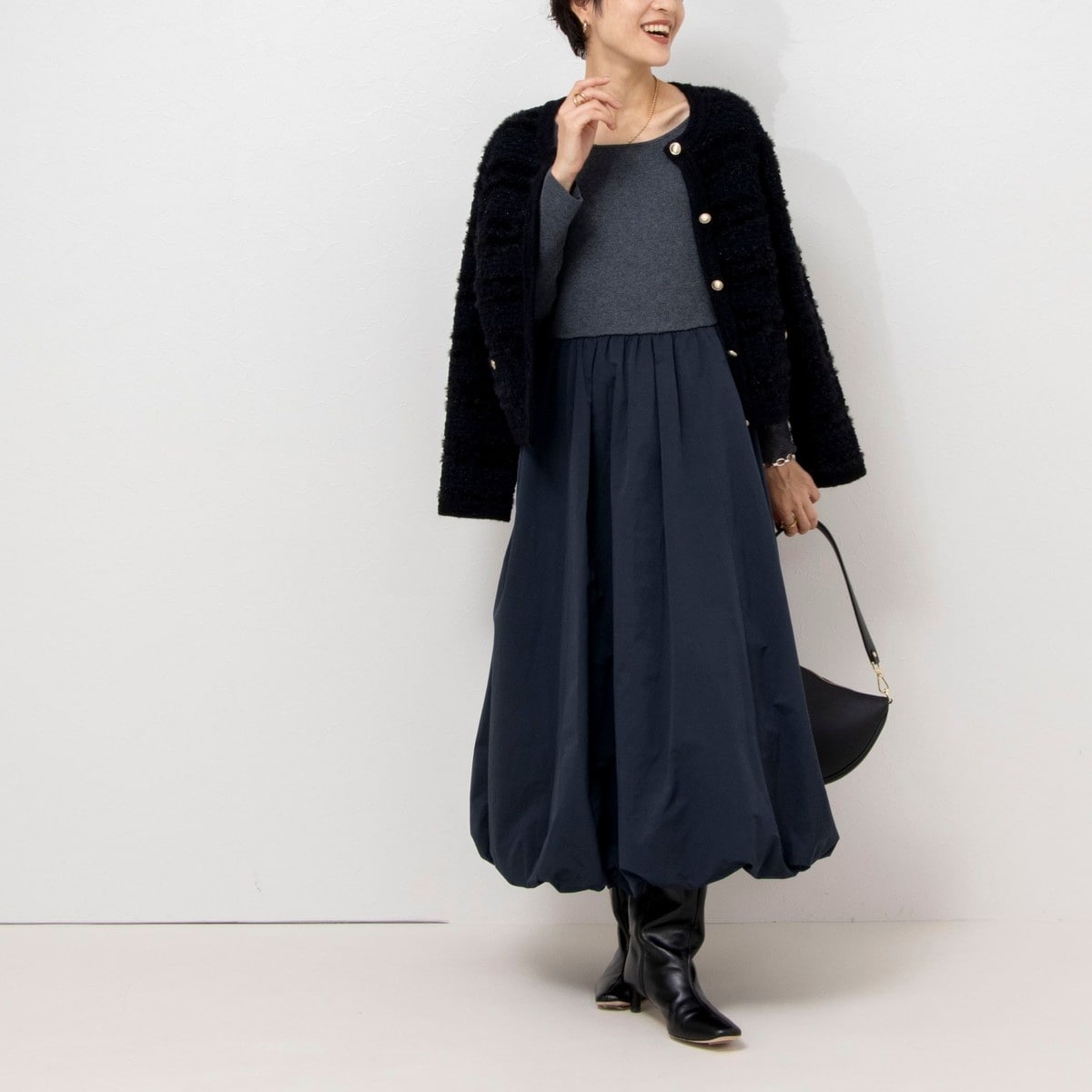 ウォッシャブルウール リブニットドレス / リブニットワンピース