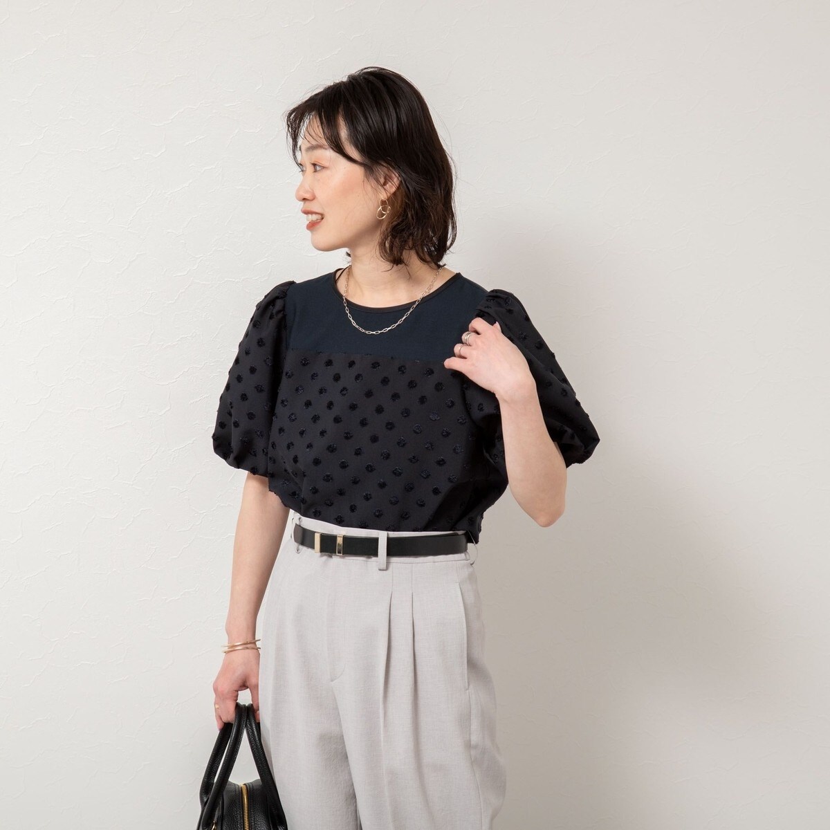 【新品未使用タグ付き】NOLLEY'S ドットジャガードバルーンスリーブブラウス NOLLEY'S｜ドットジャガードバルーンスリーブブラウス | Rakuten