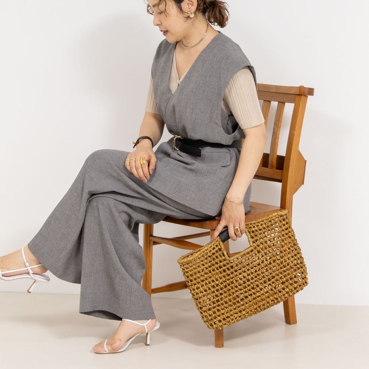 【BAGMATI/ バグマティ】ラフィアかごバッグ　クラッチバッグ　ノーリーズ BAGMATI/ バグマティ】ラフィアかごバッグクラッチバッグノーリーズ