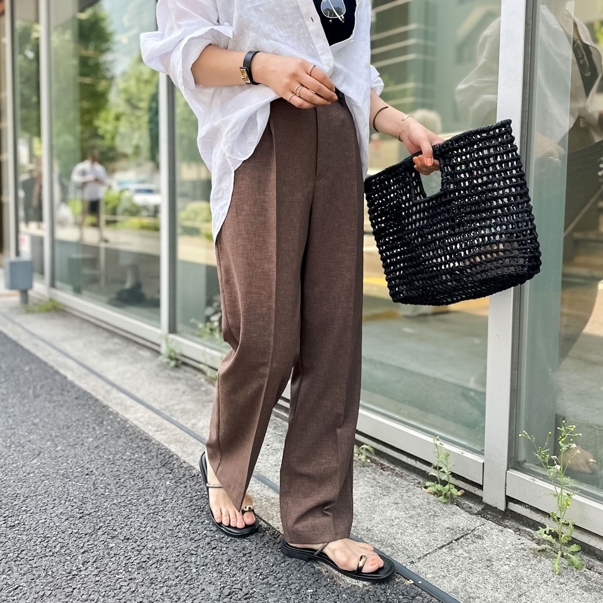 ウォッシャブルツイルワイド　テーパードパンツ　　38 ノーリーズ NOLLEY'S Sophi（ノーリーズソフィ）の「ウォッシャブルツイル