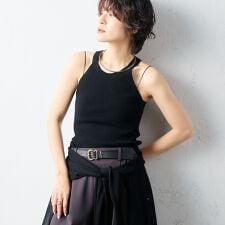 《アンサンブル対応》《手洗い可能》イタリー糸ホルターネックタンクトップ