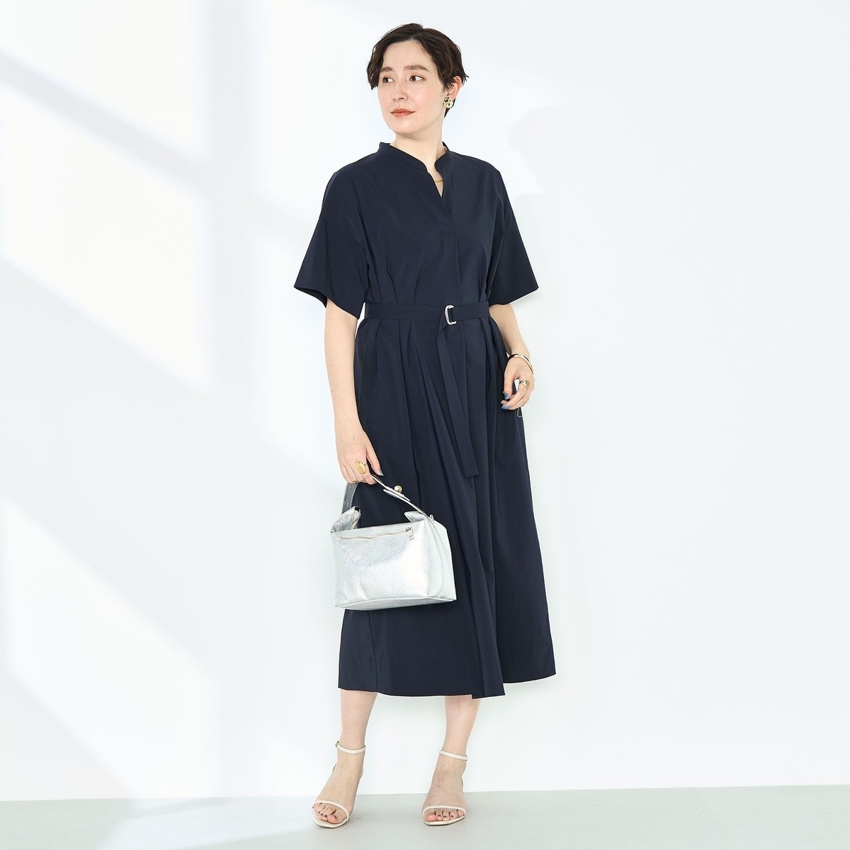◇【WEB限定】フレンチリネンギャザースリーブシャツワンピース