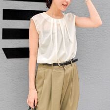 《セットアップ対応》撥水ストレッチタフタタックブラウス