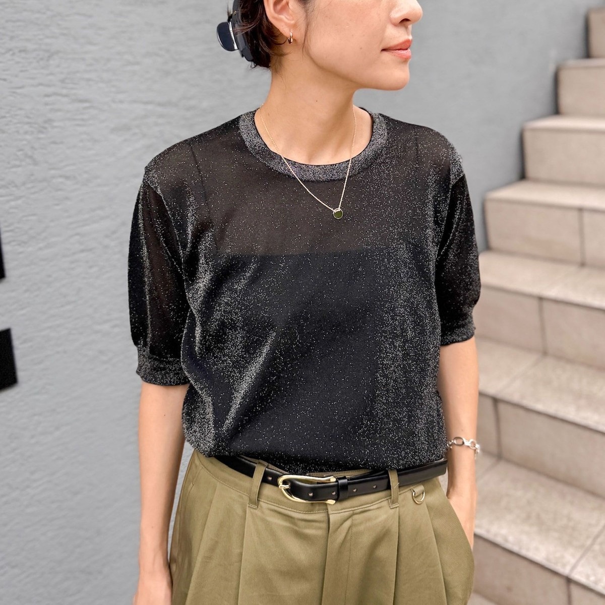 【美品】ノーリーズ MUSICカシミヤブレンド長めクルーネックプルオーバーニット ◇【WEB限定】MUSIC カシミヤブレンド長めクルーネックプル