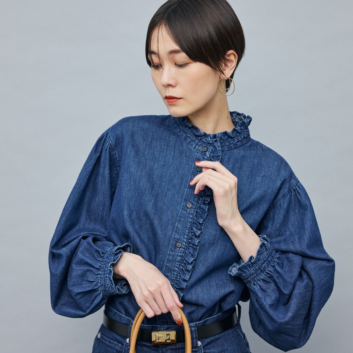 セットアップ対応》ウォッシャブルチュール刺繍2WAYブラウス