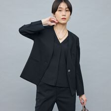 《セットアップ対応》ウォッシャブルファンクショナルツイルノーカラージャケット