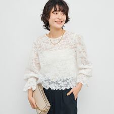 ウォッシャブルレース2WAYブラウス