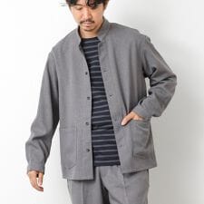 《セットアップ対応》LANATEC ウーステッドサージストレッチ マオカラーシャツブルゾン