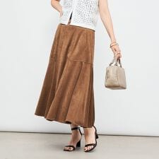 《セットアップ対応》ウォッシャブルストレッチスエードフレアスカート