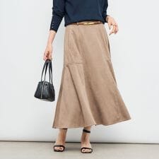 《セットアップ対応》ウォッシャブルストレッチスエードフレアスカート