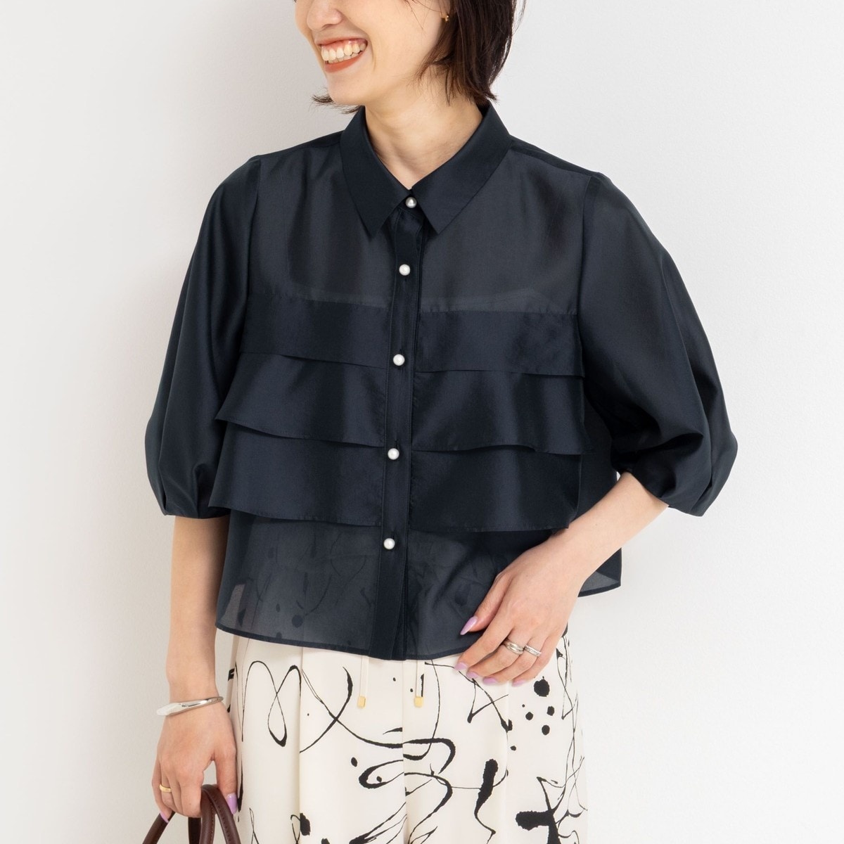 新品 NOLLEY'S ノーリーズ　ウォッシャブルダブルクロスブラウス フリル NOLLEY'S - 【新品】ノーリーズ ウォッシャブル ダブルクロス
