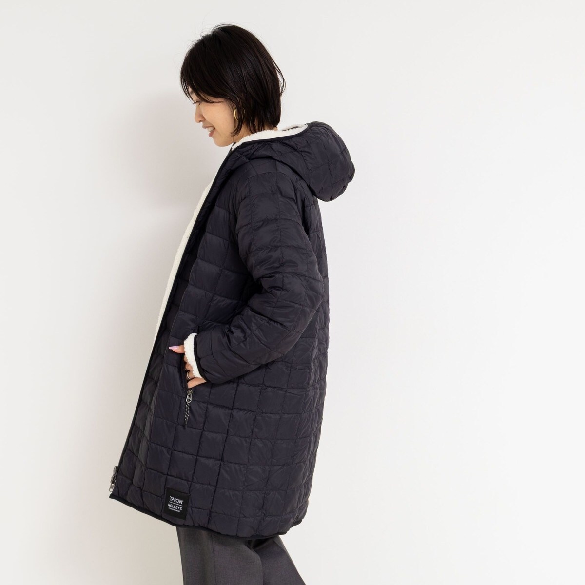 ◇【WEB限定】【TAION/タイオン】別注ボア×ダウンフードコート